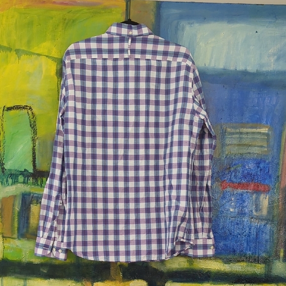 Banana Republic Men's Plaid Lenon Cotton Blend Button Up Shirt- Medium - Picture 3 of 11